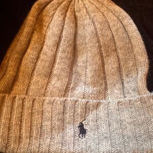 Polo by Ralph Lauren Beige Ribbed Beanie
